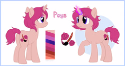 Size: 3413x1817 | Tagged: safe, oc, oc only, oc:delusive rose, pony, unicorn, cyrillic, mascot, reference sheet, rubronycon, russian, solo