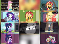 Size: 2560x1920 | Tagged: safe, edit, editor:itsmgh1203, screencap, apple bloom, applejack, fluttershy, rarity, sci-twi, scootaloo, sunset shimmer, sweetie belle, twilight sparkle, all the world's off stage, best trends forever, constructive criticism, driving miss shimmer, equestria girls, equestria girls series, fluttershy's butterflies, g4, happily ever after party, opening night, rarity investigates: the case of the bedazzled boot, stressed in show, text support, apple bloom's bow, applejack's hat, bow, bowtie, bracelet, broken hand, canterlot high, cellphone, choose your own ending (season 1), clothes, contemplative, cowboy hat, crossed arms, cutie mark, cutie mark crusaders, cutie mark on clothes, geode of empathy, geode of shielding, geode of super strength, geode of telekinesis, glasses, hair bow, hairpin, hat, helmet, jewelry, library, lockers, magical geodes, necklace, phone, ponytail, rarity peplum dress, smartphone, thinking