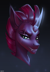 Size: 2100x3000 | Tagged: safe, artist:dacsy, tempest shadow, pony, unicorn, g4, fangs, glowing horn, high res, horn, prosthetic horn, prosthetics, solo, tempest gets her horn back