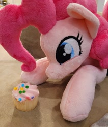 Size: 3024x3559 | Tagged: safe, artist:gingerale2016, pinkie pie, earth pony, pony, g4, cupcake, food, high res, irl, photo, plushie, solo