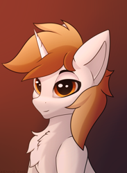 Size: 1100x1500 | Tagged: safe, artist:xeniusfms, oc, oc only, pony, unicorn, brown eyes, horn, looking at you, male, raffle prize, solo, stallion