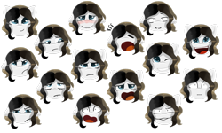 Size: 2000x1200 | Tagged: safe, artist:julie25609, oc, oc only, oc:chocolate fudge, pony, blushing, cute, emotes, floppy ears, open mouth, simple background, solo, starry eyes, transparent background, wavy mouth, wingding eyes, yawn
