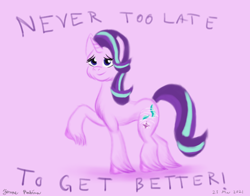 Size: 1400x1100 | Tagged: safe, artist:rockhoppr3, starlight glimmer, pony, unicorn, g4, cute, female, glimmerbetes, mare, positive ponies, simple background, solo, unshorn fetlocks