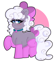 Size: 8558x9589 | Tagged: safe, artist:retro_hearts, oc, oc only, oc:alabaster, earth pony, pony, bell, bell collar, blushing, bowtie, clothes, collar, femboy, looking at you, male, poofy mane, simple background, socks, stallion, transparent background