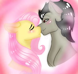 Size: 552x526 | Tagged: safe, artist:cocolove2176, discord, fluttershy, pegasus, pony, g4, base used, blushing, eyes closed, female, kissing, male, mare, ponified, pony discord, ship:discoshy, shipping, stallion, straight, wings