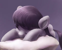 Size: 900x723 | Tagged: safe, artist:grissaecrim, octavia melody, earth pony, pony, g4, eyes closed, female, mare, pillow, simple background, sleeping, solo, watermark