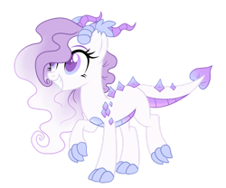 Size: 1280x1067 | Tagged: safe, artist:angei-bites, artist:mint-light, oc, oc only, dracony, hybrid, base used, belly scales, claws, female, horns, interspecies offspring, offspring, parent:rarity, parent:spike, parents:sparity, simple background, smiling, spaded tail, tail, transparent background