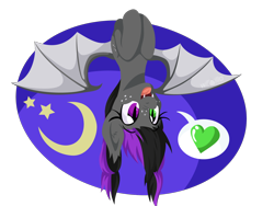 Size: 1600x1200 | Tagged: safe, artist:willoillo, oc, oc only, oc:candlelight sonata, bat pony, pony, bat pony oc, female, heterochromia, solo, upside down