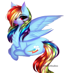 Size: 2031x2291 | Tagged: safe, artist:krissstudios, rainbow dash, pony, g4, :p, backwards cutie mark, chest fluff, eye clipping through hair, high res, lying down, simple background, solo, tongue out, transparent background