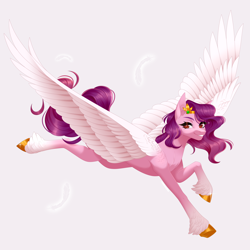 Size: 4758x4758 | Tagged: safe, artist:ohhoneybee, pipp petals, pegasus, pony, g5, absurd resolution, colored wings, diadem, female, jewelry, large wings, mare, red eyes, red-eyed pipp, regalia, skinny pipp, slender, solo, spread wings, thin, wings