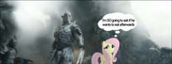 Size: 1920x714 | Tagged: safe, fluttershy, orc, pegasus, pony, g4, azog