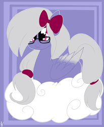 Size: 1670x2030 | Tagged: safe, artist:ladylullabystar, oc, oc only, pegasus, pony, cloud, female, glasses, lying down, mare, prone, solo, two toned wings, wings