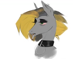 Size: 1620x1318 | Tagged: safe, artist:snowbound_wing, oc, oc only, pony, cigarette, collar, ear piercing, earring, jewelry, lidded eyes, piercing, sketch, smoking, solo