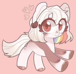 Size: 1317x1290 | Tagged: safe, artist:softpound, oc, oc only, earth pony, pony, coffee bean, coffee beans, heart, looking at you, multicolored hair, rainbow hair, solo