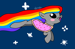 Size: 882x582 | Tagged: safe, artist:aliceandamy, pony, nyan cat, ponified, solo, space