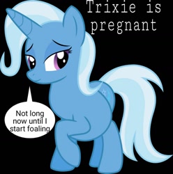 Size: 1080x1090 | Tagged: safe, artist:tomko51, edit, edited screencap, screencap, trixie, pony, unicorn, g4, black background, happy, pregnant, pregxie, simple background