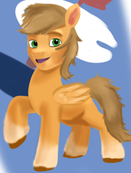Size: 616x815 | Tagged: safe, artist:jbond, oc, oc only, oc:jacky breeze, pegasus, pony, g5, abstract background, male, open mouth, pegasus oc, raised hoof, solo, stallion, style emulation