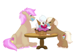 Size: 1280x854 | Tagged: safe, artist:itstechtock, lickety split, strawberry scoop, pony, g4, brother and sister, clown surprise, colt, female, food, friendship student, headcanon, ice cream, male, siblings, simple background, sundae, transparent background