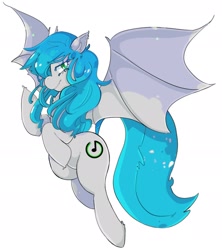 Size: 1702x1916 | Tagged: safe, artist:haichiroo, oc, oc only, oc:sister note, bat pony, pony, chest fluff, flying, looking at you, solo, spread wings, wings