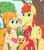 Size: 965x1109 | Tagged: safe, artist:imaplatypus, apple bloom, applejack, big macintosh, bright mac, pear butter, earth pony, pony, g4, apple, apple family, apple tree, baby, baby apple bloom, colt, colt big macintosh, cute, family, female, filly, filly applejack, foal, freckles, gap teeth, jackabetes, male, pacifier, smiling, tree, young, younger