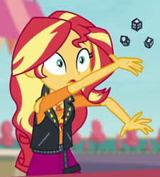 Size: 524x580 | Tagged: safe, edit, edited screencap, screencap, sunset shimmer, equestria girls, equestria girls specials, g4, my little pony equestria girls: better together, my little pony equestria girls: rollercoaster of friendship, age of sigmar, cropped, dice, gamer, gamer girl, geode of empathy, hammer, magical geodes, solo, stormcast eternals, throwing, warhammer (game), warhammer age of sigmar