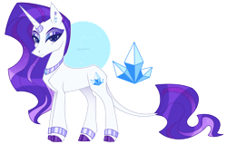 Size: 1024x650 | Tagged: safe, artist:sadelinav, rarity, pony, g4, alternate design, bracelet, ear piercing, earring, eyeshadow, horn, horn ring, jewelry, leonine tail, makeup, necklace, piercing, ring, simple background, solo, transparent background