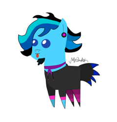 Size: 1968x2048 | Tagged: safe, artist:djmatinext, oc, oc only, oc:blue harmony, earth pony, pony, base used, beard, blue eyes, facial hair, piercing, pointy ponies, simple background, solo, tongue out, white background
