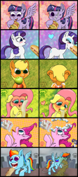 Size: 1600x3600 | Tagged: safe, artist:a-jaller, applejack, fluttershy, pinkie pie, rainbow dash, rarity, twilight sparkle, alicorn, earth pony, pegasus, pony, unicorn, g4, apple, food, twilight sparkle (alicorn), vomit, vomiting