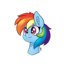 Size: 4000x4000 | Tagged: safe, artist:yelowcrom, rainbow dash, pegasus, pony, g4, bust, cute, female, mare, simple background, white background