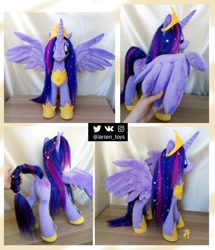 Size: 891x1035 | Tagged: safe, artist:larsen toys, fluttershy, twilight sparkle, oc, alicorn, pony, g4, the last problem, adoptable, craft, crown, ethereal mane, figurine, for sale, hoof shoes, horn, irl, jewelry, multiple views, older, older twilight, older twilight sparkle (alicorn), peytral, photo, plushie, princess twilight 2.0, realistic, regalia, size comparison, starry mane, twilight sparkle (alicorn), wings
