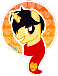 Size: 2545x3318 | Tagged: safe, artist:amgiwolf, oc, oc only, pony, unicorn, bust, clothes, grin, high res, horn, scarf, simple background, smiling, solo, transparent background, unicorn oc