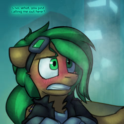 Size: 800x800 | Tagged: safe, artist:captainhoers, oc, oc only, oc:atom smasher, cyborg, pegasus, pony, the sunjackers, blushing, cute, cyberpunk, female, mare