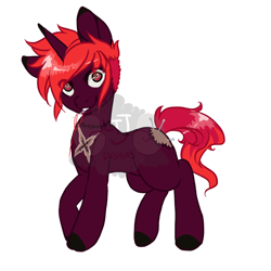 Size: 800x800 | Tagged: safe, artist:lavvythejackalope, oc, oc only, pony, unicorn, colored hooves, eye clipping through hair, horn, mouth hold, needle, simple background, smiling, stitches, unicorn oc, white background