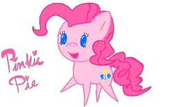 Size: 1280x800 | Tagged: safe, artist:invader-star-irken, pinkie pie, earth pony, pony, g4, 2012, chibi, chibi pony, female, pointy ponies, signature, simple background, solo, transparent background