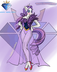 Size: 1600x2000 | Tagged: safe, rarity, unicorn, anthro, g4, clothes, diamond trainer society, dress, gown, simple background, solo, transparent background