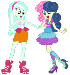 Size: 2312x2498 | Tagged: safe, artist:gmaplay, bon bon, lyra heartstrings, sweetie drops, equestria girls, g4, life is a runway, high res, simple background, transparent background