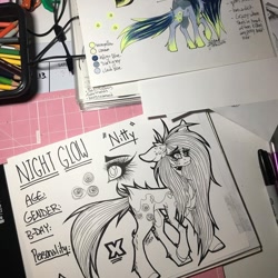 Size: 1080x1079 | Tagged: safe, artist:moshi.poni, oc, oc only, earth pony, pony, chest fluff, duo, ear fluff, earth pony oc, eyelashes, female, lineart, mare, partial color, reference sheet, signature, traditional art