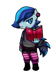 Size: 780x1040 | Tagged: safe, artist:elmoalx, oc, oc only, oc:blue harmony, earth pony, anthro, anthro oc, beard, bipedal, blue eyes, blue hair, book, book cover, clothes, cover, facial hair, photo, piercing, png, simple background, solo, transparent background