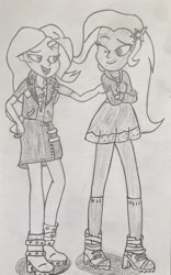 Size: 2103x3376 | Tagged: safe, artist:emberbluegrass, sunset shimmer, trixie, equestria girls, equestria girls specials, g4, my little pony equestria girls: better together, my little pony equestria girls: forgotten friendship, female, high res, lesbian, ship:suntrix, shipping, sketch