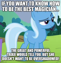 Size: 546x562 | Tagged: safe, trixie, g4, no second prances, caption, image macro, imgflip, text