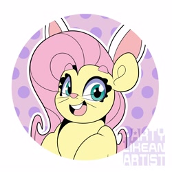 Size: 4000x4000 | Tagged: safe, artist:partypievt, fluttershy, pegasus, pony, g4, abstract background, absurd resolution, animal costume, bunny costume, bunnyshy, clothes, costume, cute, easter, eyebrows, eyebrows visible through hair, holiday, open mouth, shyabetes, solo, whiskers