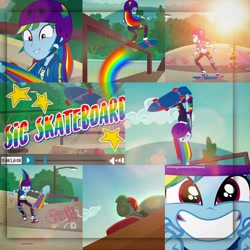 Size: 1080x1080 | Tagged: safe, edit, edited screencap, editor:thelegendofmylittlepony, screencap, rainbow dash, tank, tortoise, equestria girls, g4, my little pony equestria girls: better together, sic skateboard, clothes, converse, cute, cutie mark, cutie mark on clothes, dashabetes, geode of super speed, helmet, hoodie, jewelry, magical geodes, necklace, shoes, skateboard, skateboarding, smiling