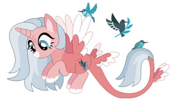 Size: 1024x636 | Tagged: safe, artist:kabuvee, oc, oc only, alicorn, pony, female, mare, simple background, solo, tail wings, white background