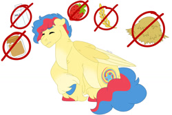 Size: 1280x854 | Tagged: safe, artist:itstechtock, oc, oc only, oc:super scoop, pony, female, food, hay, mare, milk, offspring, parent:high winds, parent:sunny delivery, simple background, solo, strawberry, wheat, white background