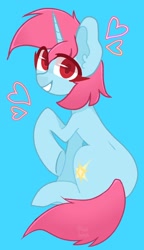 Size: 1180x2048 | Tagged: safe, artist:softpound, oc, oc only, pony, unicorn, heart, looking at you, looking back, smiling, solo