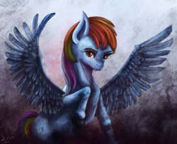 Size: 3155x2559 | Tagged: safe, artist:seven9988, rainbow dash, pegasus, pony, g4, bust, high res, painting, portrait