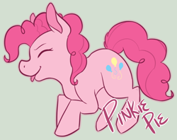 Size: 736x582 | Tagged: safe, artist:star-swirls, pinkie pie, earth pony, pony, g4, :p, cute, diapinkes, eyes closed, female, gray background, mare, profile, simple background, solo, tongue out
