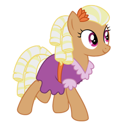 Size: 2886x2970 | Tagged: safe, artist:third uncle, prairie belle, earth pony, pony, g4, the summer sun setback, appleloosa resident, background pony, clothes, dress, female, flower, flower in hair, high res, mare, simple background, smiling, solo, transparent background, vector
