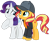 Size: 1024x848 | Tagged: safe, artist:emeraldblast63, rarity, sunset shimmer, display of affection, equestria girls, equestria girls series, g4, blue eyes, cap, cute, duo, duo female, female, flanksy, friends, girly girl, happy, hat, multicolored mane, multicolored tail, purple mane, purple tail, shimmerbetes, simple background, smiling, tomboy, transparent background, turquoise eyes, visor cap, white fur, yellow fur