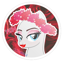 Size: 2870x2815 | Tagged: safe, artist:amgiwolf, oc, oc only, earth pony, pony, bald, base, bedroom eyes, bust, earth pony oc, eyelashes, female, floral head wreath, flower, high res, lipstick, mare, simple background, solo, transparent background